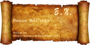 Besze Nándor névjegykártya